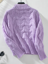 Load image into Gallery viewer, Cable Knit Mock Neck Long Sleeve Sweater
