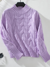 Load image into Gallery viewer, Cable Knit Mock Neck Long Sleeve Sweater
