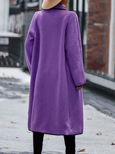 Load image into Gallery viewer, Full Size Contrast Trim Long Sleeve Coat with Pockets
