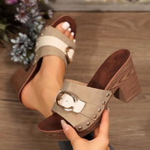 Load image into Gallery viewer, Buckle Trim Block Heel Sandals
