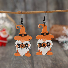 Load image into Gallery viewer, Wooden Dwarfs Pumpkin Dangle Earrings
