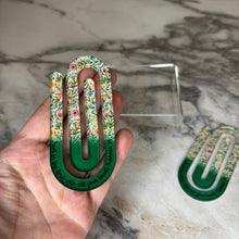 Load image into Gallery viewer, Jumbo Paperclip - Green Religious Floral
