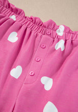 Load image into Gallery viewer, Heart Round Neck Long Sleeve Top and Elastic Waist Shorts Set
