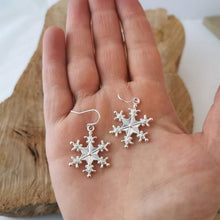 Load image into Gallery viewer, Silver-Plated Snowflakes Earrings
