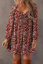 Load image into Gallery viewer, Ruched Printed Long Sleeve Mini Dress
