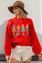 Load image into Gallery viewer, Double Take Full Size Sequin Nutcracker Long Sleeve Sweater
