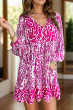 Load image into Gallery viewer, Printed Tie Neck Long Sleeve Mini Dress
