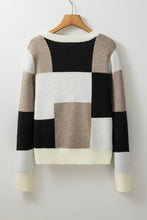 Load image into Gallery viewer, Color Block Round Neck Long Sleeve Sweater
