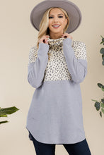 Load image into Gallery viewer, Celeste Full Size Curved Hem Printed Turtleneck Long Sleeve Blouse
