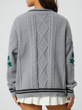 Load image into Gallery viewer, Star Embroidered V-Neck Long Sleeve Cardigan
