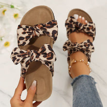 Load image into Gallery viewer, Leopard Double Bow Open Toe Sandals
