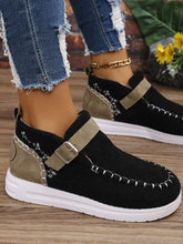 Load image into Gallery viewer, Contrast Round Toe Buckle Sneakers

