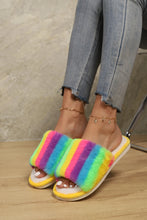Load image into Gallery viewer, Color Block Open Toe Faux Fur PVC Slippers
