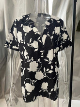 Load image into Gallery viewer, Full Size Printed Notched Short Sleeve Blouse
