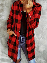 Load image into Gallery viewer, Plaid Collared Neck Snap Down Long Sleeve Jacket
