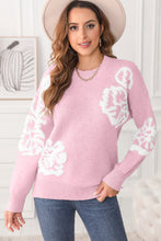 Load image into Gallery viewer, Slit Round Neck Dropped Shoulder Sweater
