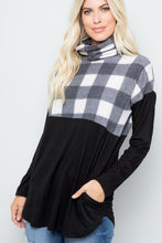 Load image into Gallery viewer, Celeste Full Size Pocketed Plaid Turtleneck Long Sleeve Blouse
