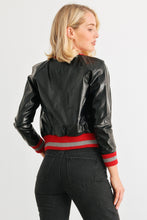 Load image into Gallery viewer, Comme PU Leather Baseball Collar Long Sleeve Jacket
