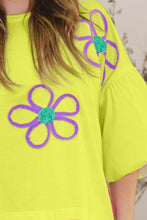 Load image into Gallery viewer, ODDI Full Size Flower Embroidery Detail T-Shirt
