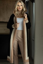Load image into Gallery viewer, Pocketed Contrast Long Sleeve Hooded Cardigan
