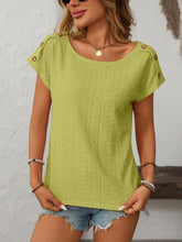 Load image into Gallery viewer, Mandy Eyelet Round Neck Short Sleeve Top
