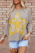 Load image into Gallery viewer, Star Applique Round Neck T-Shirt
