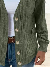 Load image into Gallery viewer, Full Size Button Up V-Neck Long Sleeve Cardigan
