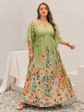 Load image into Gallery viewer, Plus Size Lace Detail Floral Half Sleeve Dress
