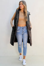 Load image into Gallery viewer, Longline Hooded Sleeveless Puffer Vest
