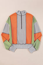 Load image into Gallery viewer, Full Size Exposed Seam Color Block Long Sleeve Sweatshirt
