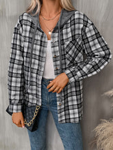 Load image into Gallery viewer, Plaid Long Sleeve Hooded Jacket
