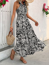 Load image into Gallery viewer, Backless Smocked Printed Sleeveless Midi Dress
