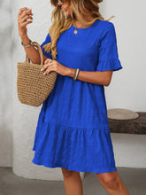 Load image into Gallery viewer, Mandy Ruffled Ruched Round Neck Half Sleeve Dress
