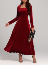 Load image into Gallery viewer, Square Neck Long Sleeve Velvet Dress

