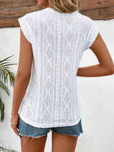 Load image into Gallery viewer, Eyelet Round Neck Cap Sleeve Top
