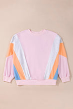 Load image into Gallery viewer, Color Block Round Neck Long Sleeve Sweatshirt
