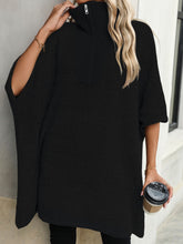 Load image into Gallery viewer, Slit Quarter Zip Half Sleeve Sweater
