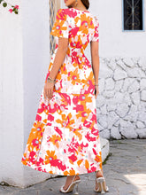 Load image into Gallery viewer, Smocked Printed Short Sleeve Midi Dress
