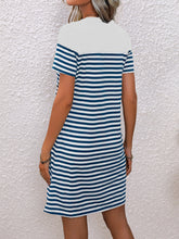 Load image into Gallery viewer, Striped Round Neck Short Sleeve Mini Tee Dress
