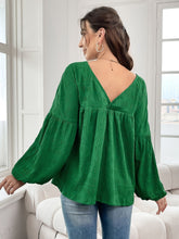 Load image into Gallery viewer, Plus Size Texture V-Neck Long Sleeve Top
