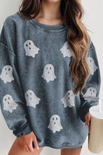 Load image into Gallery viewer, Glitter Ghost Round Neck Long Sleeve Sweatshirt
