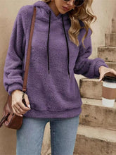 Load image into Gallery viewer, Drawstring Long Sleeve Fuzzy Hoodie
