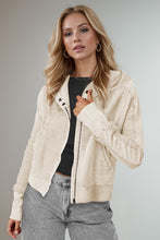 Load image into Gallery viewer, Double Take Waffle-Knit Zip Up Long Sleeve Hooded Jacket
