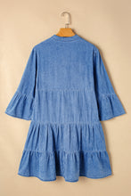 Load image into Gallery viewer, Notched Three-Quarter Sleeve Denim Dress
