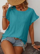 Load image into Gallery viewer, Mandy Eyelet Round Neck Short Sleeve Top
