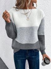 Load image into Gallery viewer, Color Block Boat Neck Sweater
