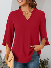 Load image into Gallery viewer, Notched Slit Half Sleeve Blouse
