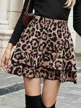 Load image into Gallery viewer, Ruffled Leopard Elastic Waist Skirt
