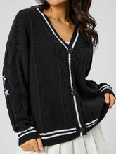 Load image into Gallery viewer, Star Embroidered V-Neck Long Sleeve Cardigan
