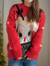 Load image into Gallery viewer, Reindeer Round Neck Dropped Shoulder Sweater
